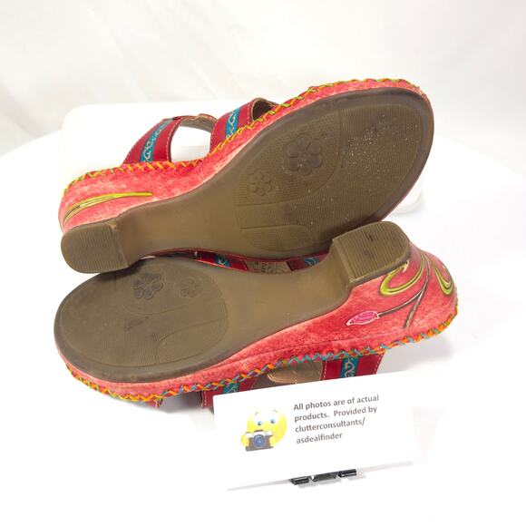 Elite by Corkys Nectar Floral Wedge Sandals Womens Size 7 Red Multi - Picture 9 of 9
